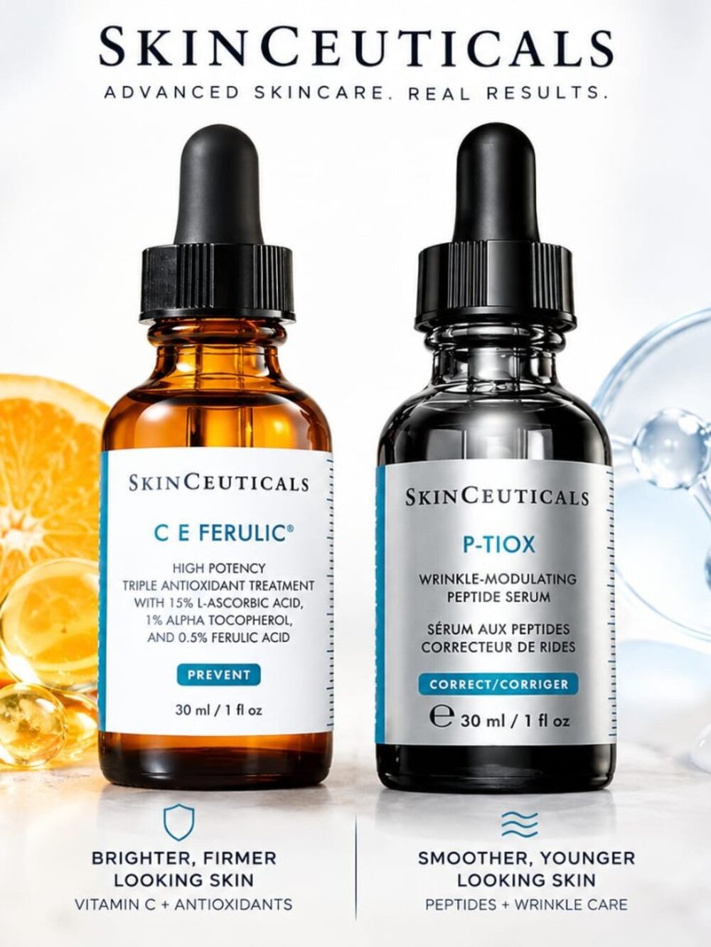 SkinCeuticals C E Ferulic + P-TIOX Serum Duo –Pack of 2 | 30ml Each | Antioxidan